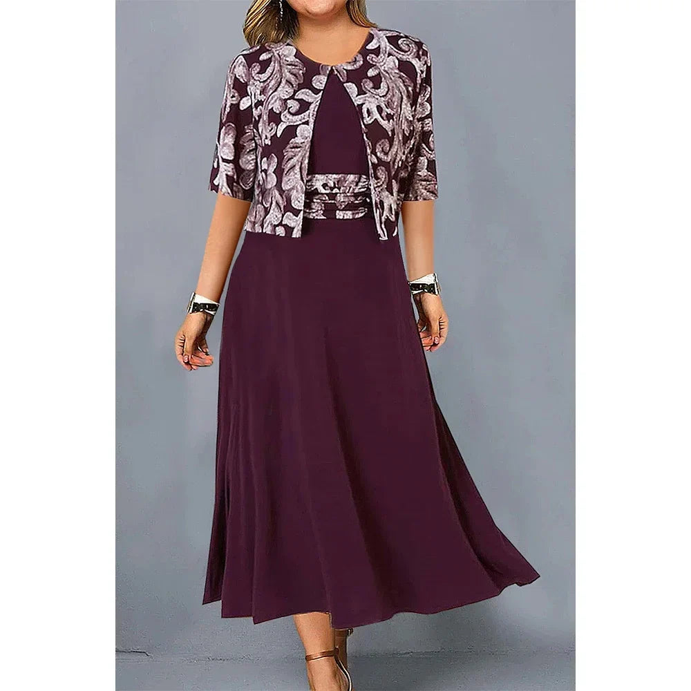 Vestido Feminino Maxi Roxo + Jaqueta