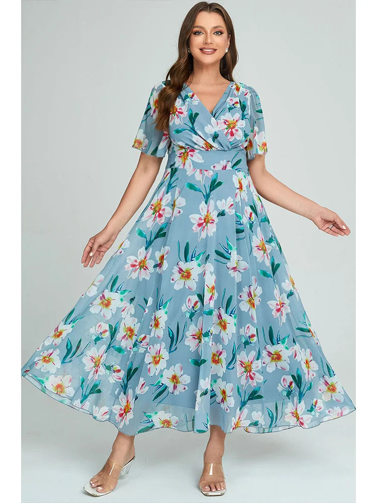 Vestido Feminino Azul Floral (Promoção Lançamento)