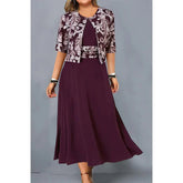 Vestido Feminino Maxi Roxo + Jaqueta